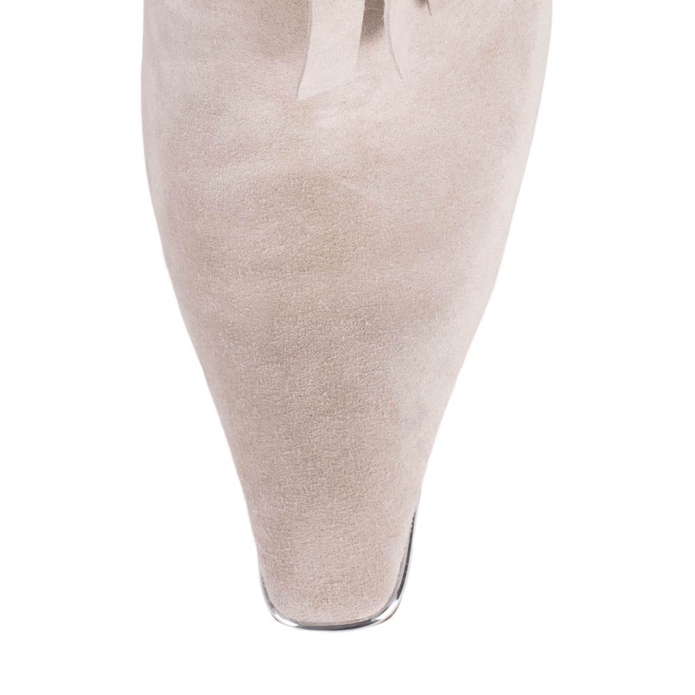 Jeffrey Campbell Stiletto Fringe Stud Bone White Suede Pointed Toe Bootie NWT - Picture 11 of 12